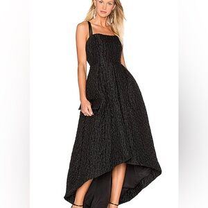 Cynthia Rowley Black High-Low Crinkle Textured Dress Event Gala Sz 4 (Fits Med)